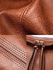 billiga Hand- och toteväskor-luffarväska i konstläder för kvinnor med matchande plånbok, axelväska i bohemisk stil med perforerad design, perfekt för vardagligt och vardagsbruk svart brun grå