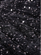 preiswerte SCHWARZ-Meerjungfrau Abendkleid Partykleid Formeller Sweep  Brush Train Lange Ärmel Rundhalsausschnitt Pailletten mit Glitzer Raffung Schlitz