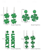 levne Dámská náušnice-ulice. Patrick&#039;s day zelené třpytivé kloboukové náušnice – trojlískový design, zábavné slavnostní šperky pro ženy, ideální pro irské oslavy a sváteční večírky