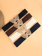 abordables Ceinture pour femme-ceinture élastique bleu marine pour femme avec boucle papillon dorée | parfaite pour les robes et les jupes