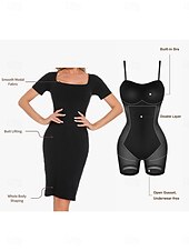 billiga Shapewear-Dam Shapewear Formande trosa NätNightwearNylon Solid färg Svart Vår &amp; sommar Höst vinter