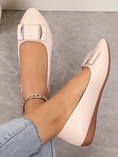 cheap Women&#039;s Flats-Women&#039;s Brown Faux Leather Pointed-Toe Flats with Bow and Rhinestone Detailing - Casual and Office Wear Shoes
