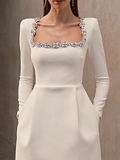 ieftine Rochii Party-Pentru femei Rochie eleganta Rochii Midi Peteci Elegant În U Negru Alb Roșu-aprins Culoare