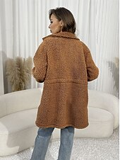 levne Blazery a obleky-Dámské Zimní kabát Zahřívací Pohodlné Večírek ulice Dar Běžné / Denní Zip Kapsy Zip Stojáček Módní Denní Venkovní Na běžné nošení Pevná barva Běžný Svrchní oděvy Dlouhý rukáv Podzim Zima Hnědá S M L