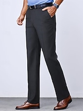 ieftine Subţire-Bărbați Costume Pantaloni Pantaloni de costum Buzunar Picior drept Simplu Purtabil Rezistent la riduri Lungime totală Nuntă Afaceri Zilnic Modă De Bază Negru Gri Deschis Micro-elastic