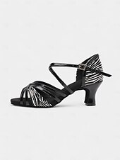 abordables Chaussures de danses latines-chaussures de danse latine en cuir à imprimé zèbre pour femmes avec design à lanières - idéales pour la salle de bal et la salsa