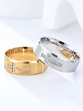 baratos Jóias Masculinas-anéis de cruz de aço inoxidável masculinos com incrustações de strass, joias cristãs duráveis, ideais para uso diário, igreja e presentes