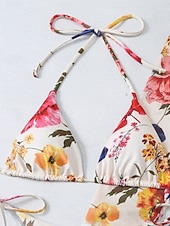 billiga Bikiniset i 3 delar-Dam Badkläder Bikini Tre delar Kaxig Baddräkt Öppen rygg Smal Semester Standkläder Ensfärgat Halterneck Ärmlös Långärmad Baddräkter