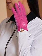cheap Golf &amp; Tennis Accessories-Golf Glove Golf Full Finger Gloves Women's Sweat wicking Durable Non-Slip Leather Artificial Leather Outdoor White Fuchsia