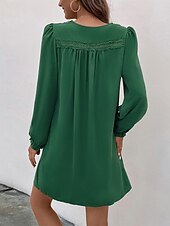 cheap Work Dresses-Women&#039;s Casual Dress Mini Dress Ruched Casual V Neck Long Sleeve Green Color