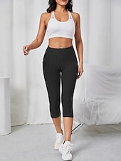 cheap Yoga Leggings &amp; Tights-Women&#039;s Yoga Pants Yoga Leggings Pocket Basic Tummy Control Butt Lift High Waist Yoga Gym Workout Pilates Tights Capri Leggings Fashion Black Pink Red Fall Winter Sports Activewear Stretchy Slim