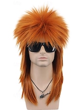 cheap Historical Wigs-Men and Women Long Straight Wig 70s 80s Rocker Punk Rock Disco Mullet Wig For Carvinal Halloween Wigs