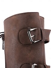 cheap Combat Boots-Versatile Brown Leather Lace-Up Boots with Military Flair for Women - Perfect for Fall and Winter Everyday Wear