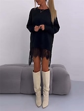 levne Květinové šaty-Dámské Šaty s kapucí Midi šaty Módní Denní Venkovní Dovolená Jdeme ven Tričkový Pevná barva Volný Černá Bílá Béžová S M L XL XXL