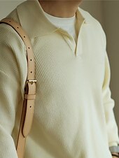 olcso Férfi nyomtatott póló-Férfi Button Up Polos Golfing Hétköznapi Sport Hajtóka Hosszú ujj Divat Alap Sima Újszerű Tavasz Ősz Fekete Sárgabarack Button Up Polos