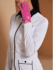 cheap Golf &amp; Tennis Accessories-Golf Glove Golf Full Finger Gloves Women's Sweat wicking Durable Non-Slip Leather Artificial Leather Outdoor White Fuchsia