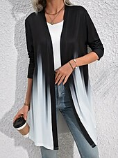 economico Top d&#039;Arte e Design per Donne-Per donna Shacket Traspirante Comodo Collage Di tendenza Colore graduale e sfumato Esterno Strada Lungo Girocollo Standard Manica lunga Capispalla Nero Viola Verde Primavera Autunno