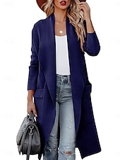 preiswerte Strickjacken und Oberbekleidung-Damen Freizeitjacke Outdoor Tasche Feste Farbe Windundurchlässig Modisch Regular Fit Oberbekleidung Langarm Herbst Blau S
