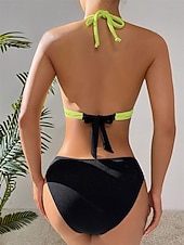 levne Sady bikin-Dámské Plavky Bikiny 2 ks Plavky Zaštíhlující Vysoký pas Štíhlý prázdniny Oblečení na pláž Pevná barva Proužky Ponořit se Bez rukávů Plavky