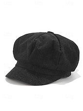 economico Cappelli da donna-berretto da donna in velluto a coste, stile vintage, morbido e confortevole, disponibile in vari colori, ideale per outfit casual, autunno e inverno