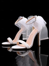 abordables mariée-Escarpins de mariage pour femmes ornés de perles blanches avec nœud et bride à la cheville – chaussures de mariée élégantes pour mariages et événements officiels