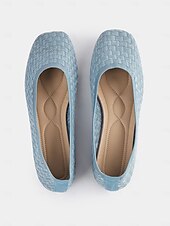 abordables Ballerines femme-ballerines en tricot bleu pour femmes avec semelle intérieure coussinée - chaussures confortables et élégantes pour le travail et le quotidien