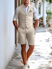 cheap Wedding Suits-Men&#039;s Wedding Linen Suits Sky Blue Light Grey Groomsmen Suits Summer Solid Colored Tailored Fit 2 Piece