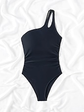 ieftine Costume Întregi-Pentru femei Costume de Baie O bucată Monokini Costum de baie Fără Spate Controlul abdomenului Talie Înaltă Zvelt Vacanță Costum de plajă Culoare solidă Gât asimetric Fără manșon Costume de baie