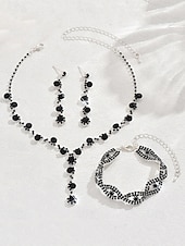 cheap Women&#039;s Necklace-Elegant Rhinestone Jewelry Set for Women, Includes Necklace, Earrings, and Bracelet, Perfect for Weddings, Parties, and Formal Events