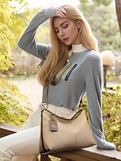 economico Borse a Tracolla-borsa hobo in similpelle verde con dettagli marroni, due tracolle regolabili per diversi stili di trasporto, versatile borsa a tracolla e a spalla per donna, ideale per lavoro, viaggi e uso quotidiano