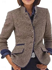 preiswerte Jacken-Damen Freizeitjacke Outdoor Knopf Feste Farbe Windundurchlässig Modisch Regular Fit Oberbekleidung Langarm Herbst Dunkelgray S
