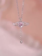 abordables Colliers et pendentifs-collier en cuivre mode femme mignon classique ange joli collier en forme de coeur pour fête quotidienne Saint Valentin