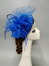 billige Coiffer-fascinators Nett slørhatt Bryllup Damenes dag Med Fjær Kronblader Hodeplagg Hodeplagg