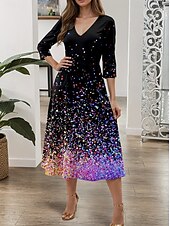 olcso Művészet és Design Ruha-Női Midi Ruha A vonalú Ruha Hétköznapi Ruha Félig Formális Ruha Hétköznapi Formális Party Munka Rendszeres Illeszkedés Ombre 3/4 Hosszú Ujjú V Nyak Lila Nyár Tavasz Ősz