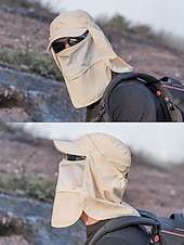 abordables Sombreros de hombre-Sombrero para el sol convertible para hombre con solapa para el cuello y cubierta facial desmontable, gorra liviana con protección UV para caminatas al aire libre, pesca y campamentos.