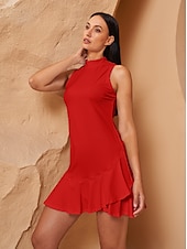 voordelige Golfkleding voor dames-Dames golf jurk Meerblauw Bos Groen Donker roze Mouwloos Jurken Dames golfkleding kleding outfits draag kleding