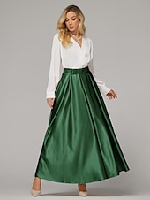 preiswerte Cocktailkleider-Zwei-Teile Cocktailkleider Elegantes Kleid Hochzeitsfeier Teelängen Langarm V-Ausschnitt Satin mit Falten Kleidern