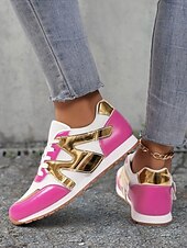 cheap Women&#039;s Sneakers-Women&#039;s Rose Pink Colorblock Athletic Sneakers with Mesh Design Accents - Stylish Casual Shoes for Running and Everyday Wear