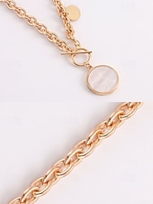 abordables Collier pour femme-Collier chaîne en or avec pendentif rond et fermoir à bascule – bijoux minimalistes pour femmes, parfaits pour un usage quotidien et des occasions formelles