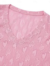 economico Top in Pizzo-Top Eleganti in Pizzo per Donna con Occhielli Maglietta di Colore Solido Regolare Maniche Corte Collo a V Regolare Fit Giornaliero Elegante Casual Romantico Petite Top Estivi da Vacanza Rosa Blu