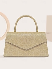 voordelige Clutches &amp; Avondtasjes-Dames Koppeling Avondtasje Schoudertassen Klep tas Polyesteri Feest Bruiloft Ketting Grote capaciteit Multi-dragen Effen Kleur Zilver Zwart Lichtbruin