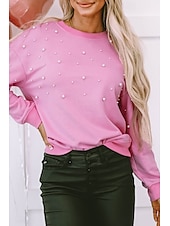 abordables Sweats à capuche-veste polaire femme pull mode décontracté uni fête travail rue col rond coupe ample manches longues rose automne hiver