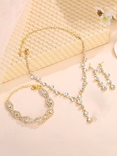 cheap Women&#039;s Necklace-Elegant Rhinestone Jewelry Set for Women, Includes Necklace, Earrings, and Bracelet, Perfect for Weddings, Parties, and Formal Events