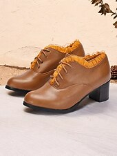 economico Anni &amp;#39;50-mocassini da donna in similpelle marrone con bordo in pizzo arricciato | comodi ed eleganti per l&#039;uso quotidiano