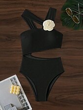 levne Sady bikin-Dámské Plavky Bikiny 2 ks Slipy Plavky Volná záda Štíhlý S vysokým pasem prázdniny Oblečení na pláž Pevná barva Asymetrický krk Bez rukávů Plavky