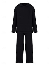 tanie Damskie dresy-Damskie Moda Moda miejska Codzienny Bluza z Kapturem Spodnie dresowe Długi rękaw Półgolf Równina Ściągana na sznurek Codzienny Czarny Biały Niebieski Jesień Regularny