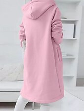 billiga Vinterjackor-Dam Vinterkappa Vinterjacka Hoodiejacka Utomhus Gata Dagligen Höst Vinter Normal Täcka Normal Håller värmen Andningsfunktion Samtida Stylish Jacka Långärmad Ensfärgat Med fickor Blixtlås i fullängd