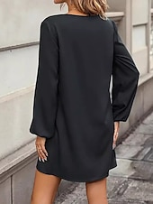 abordables Robes de travail-Femme Normal Robe mi-longue Robe élégante Elégant mode Vacances du quotidien Standard Graphic manche longue Col V Noir Printemps Automne