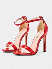 abordables Officiel-sandales de mariage à talon aiguille métallique pour femmes – chaussures de mariée élégantes à bout ouvert avec bride de cheville réglable