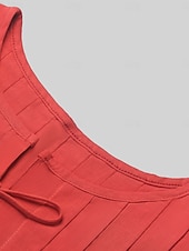 economico Camicie-Per donna Abbottonare Camicia in cotone e lino Tinta unica Essenziale Casual Senza Maniche Girocollo Top Regolari Quotidiano Volant Nero Bianco Rosso Estate Primavera